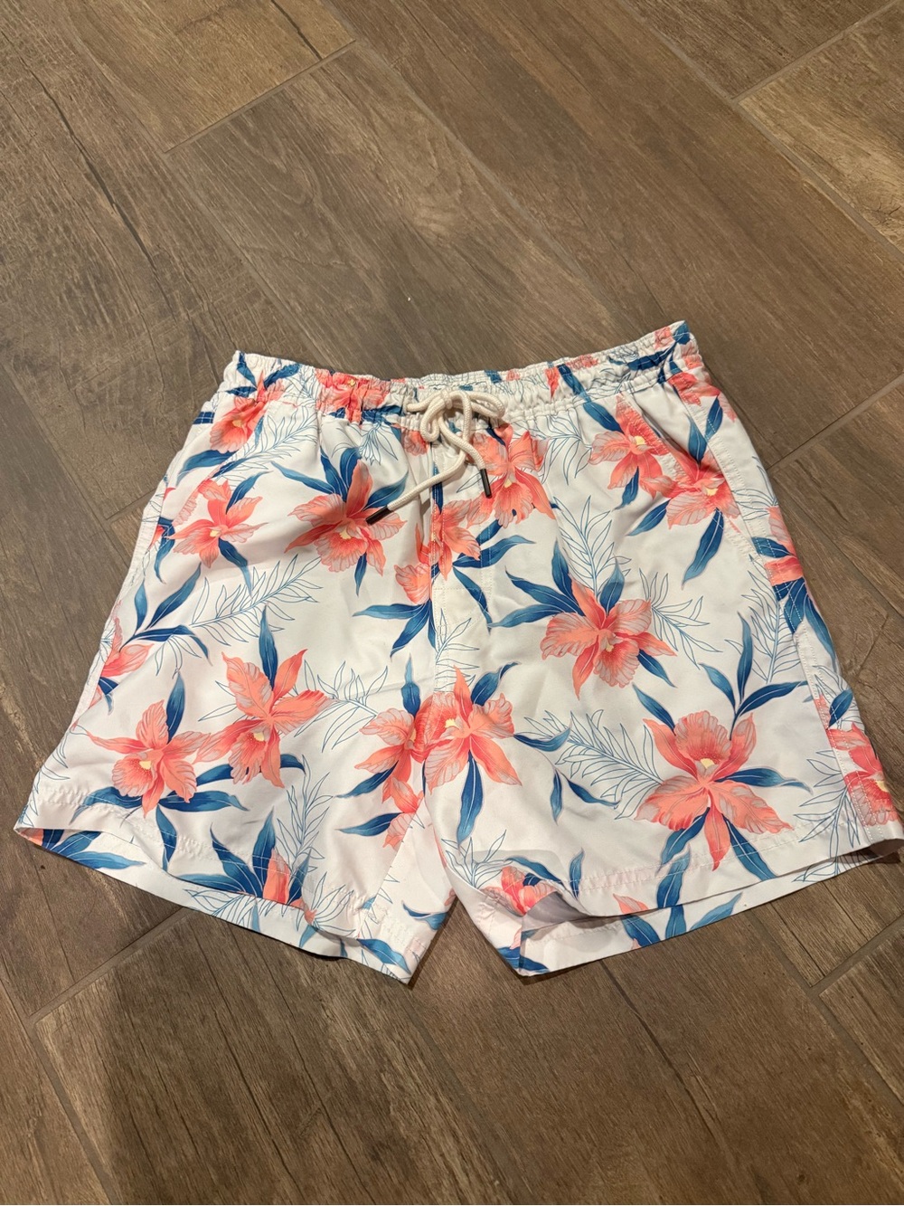 American Eagle Outfitters White Floral Drawstring Bermuda Shorts